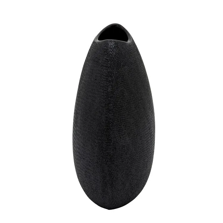 10.75" Beaded Ceramic Vase - Black