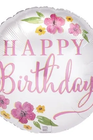 18"  Foil Birthday Blooms Satin Luxe