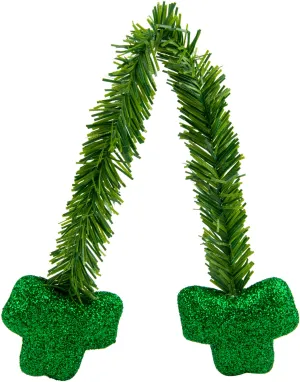 6" Green Tinsel Ties w/ Green Shamrocks (Set of 12)