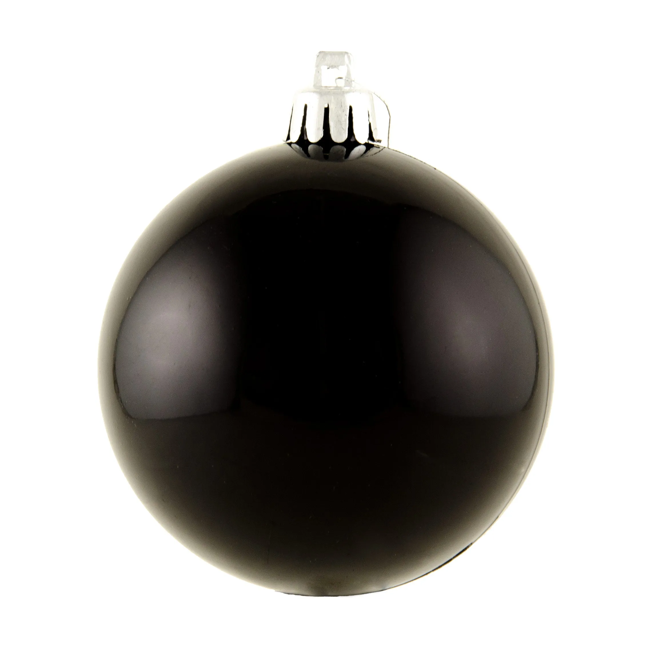 80MM Round Smooth Metallic Ball Ornament: Shiny Black