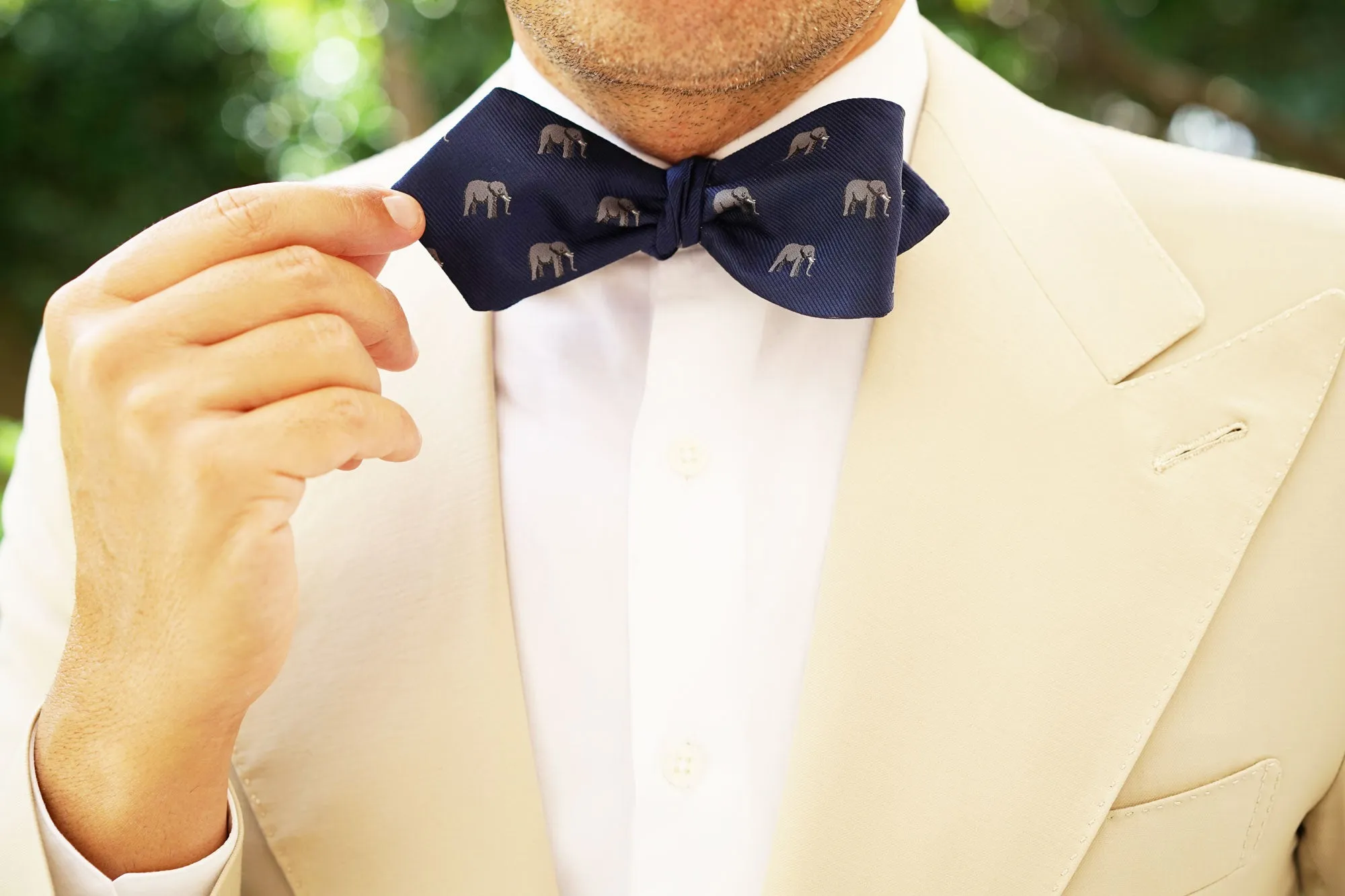 African Forest Elephant Diamond Self Bow Tie