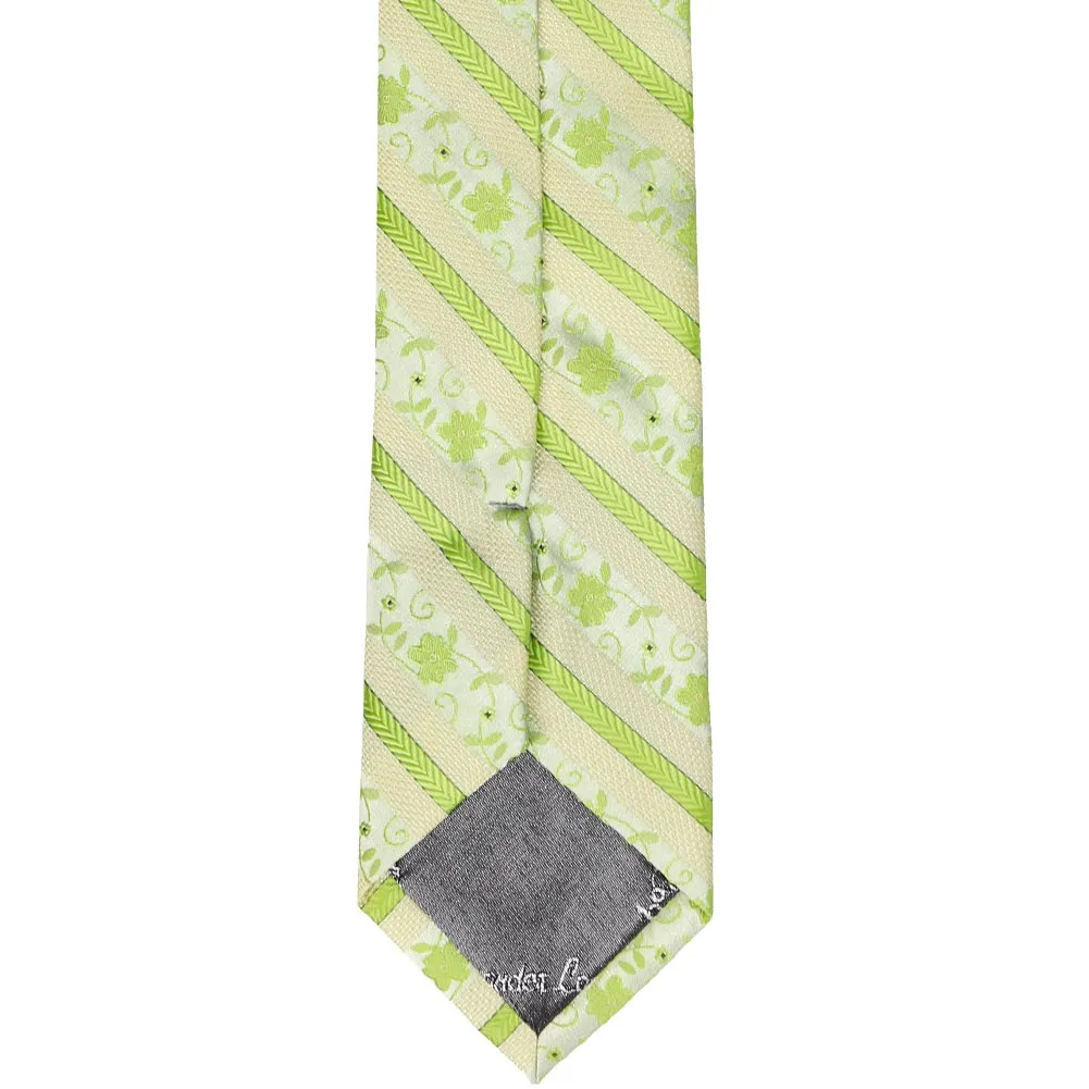 Apple Green Anna Floral Striped Slim Necktie, 2.5" Width