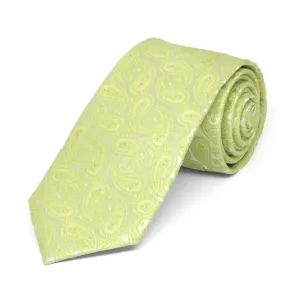 Apple Green Darlene Paisley Slim Necktie, 2.5" Width