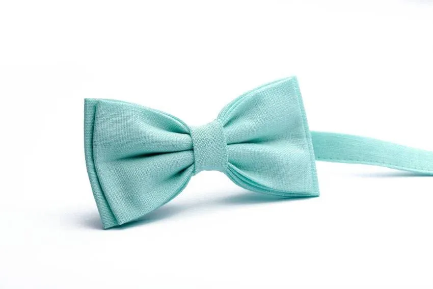 Aqua Marine Linen Bow Tie - Timeless Elegance and Serenity