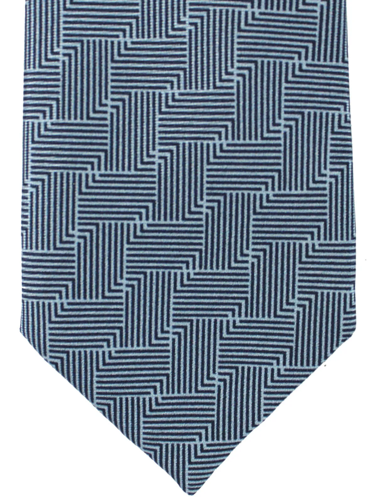 Armani Silk Tie Dark Blue Geometric Pattern