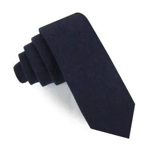 Baltic Sea Midnight Blue Linen Skinny Tie