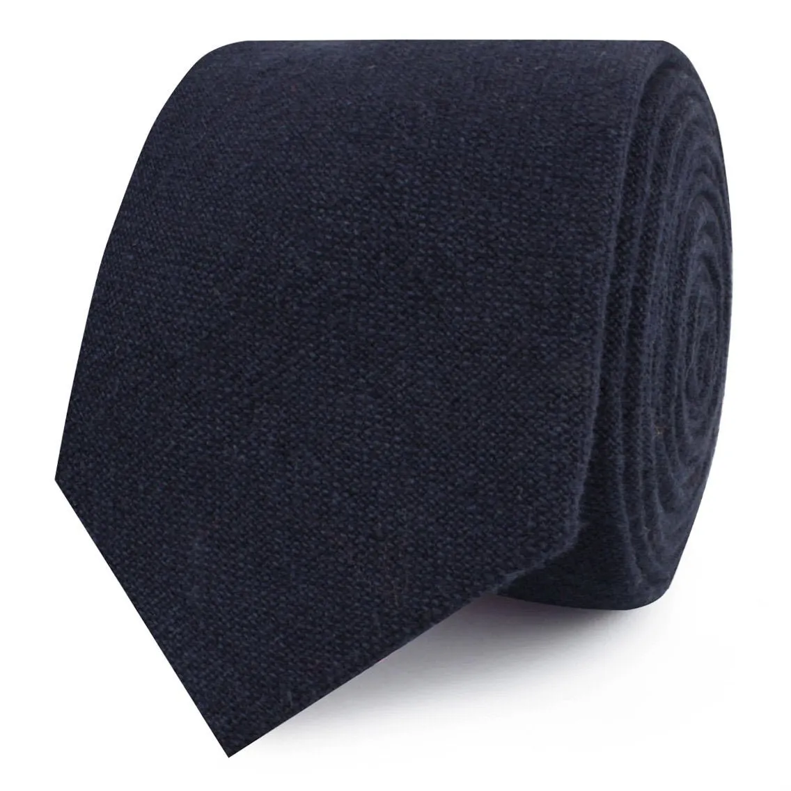 Baltic Sea Midnight Blue Linen Skinny Tie