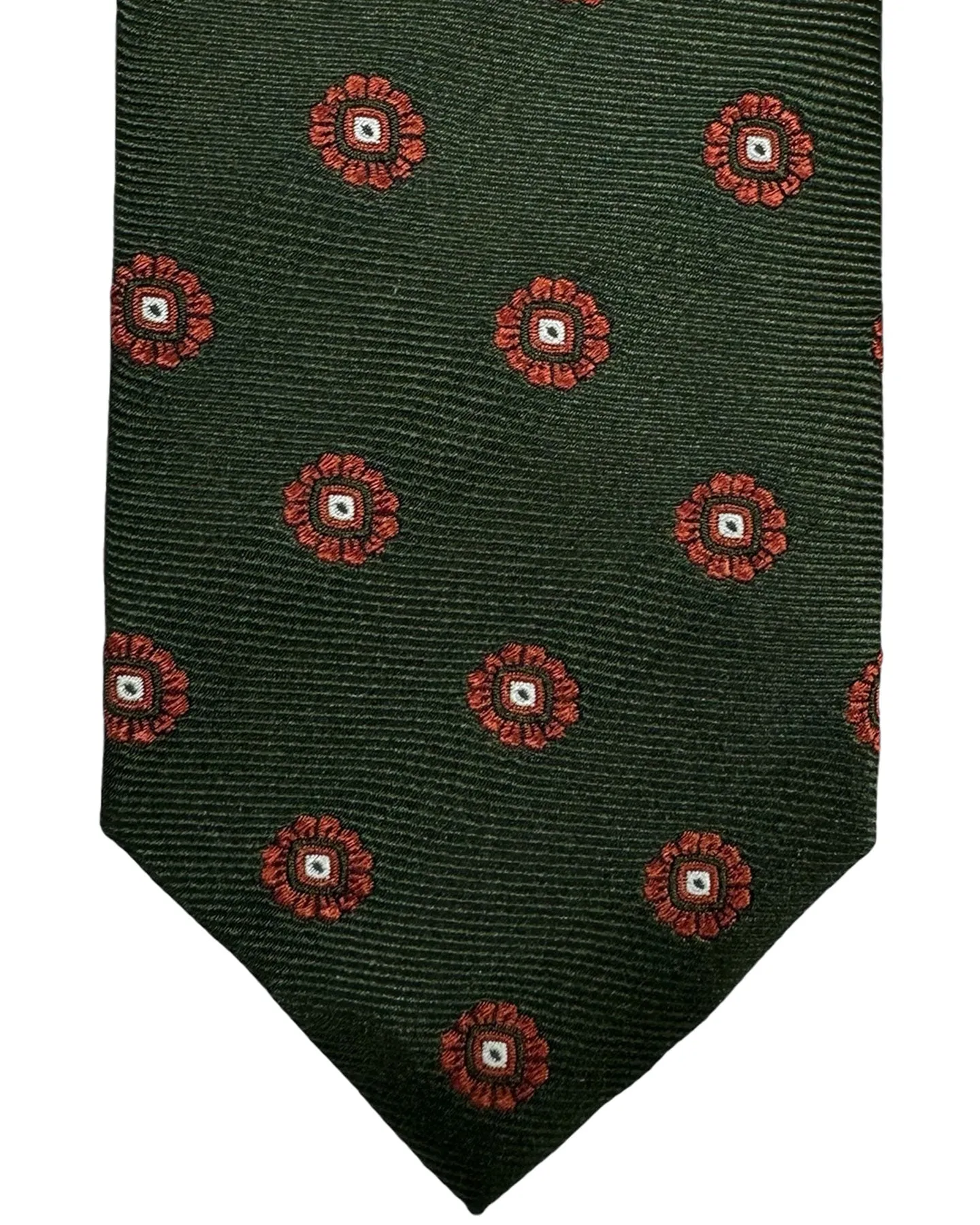 Barba Sevenfold Tie Dark Green Brown Mini Floral Design - Sartorial Neckwear