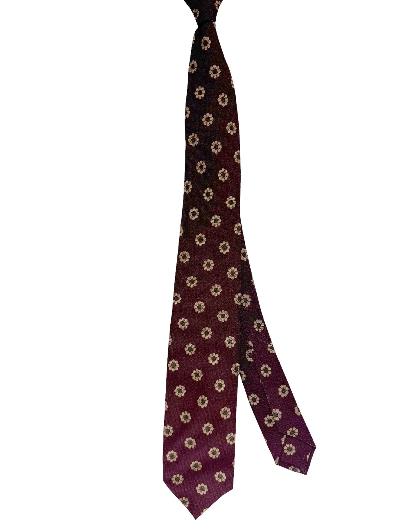 Barba Wool Tie Maroon Taupe Floral Design - Sartorial Sevenfold Neckwear