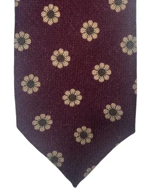 Barba Wool Tie Maroon Taupe Floral Design - Sartorial Sevenfold Neckwear