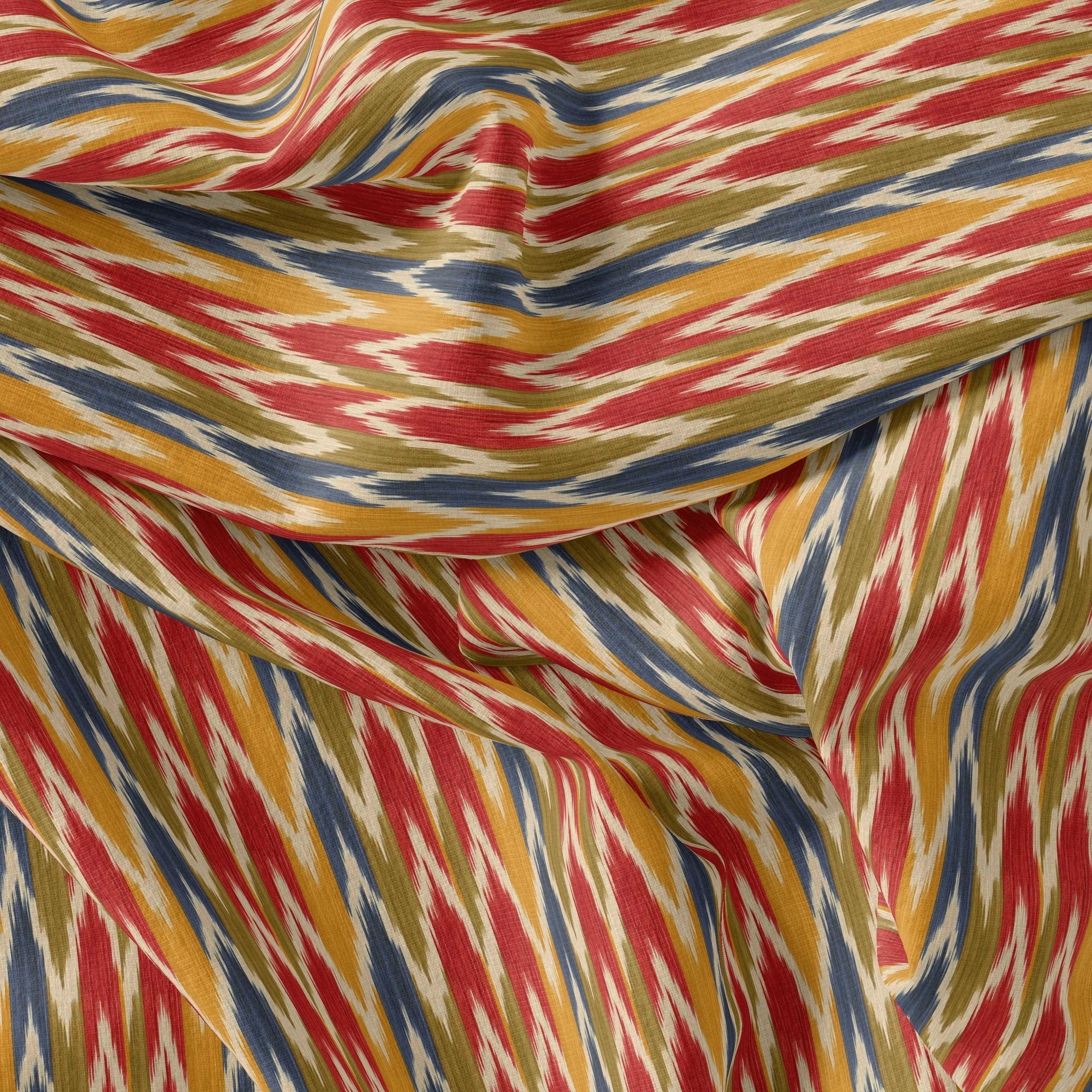 Beautiful Multicolour Ikat Digital Printed Fabric - Pure Cotton