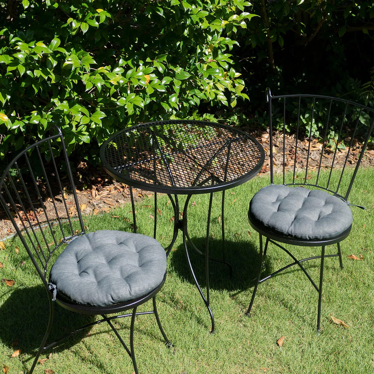 Bistro Chair Cushion - Rave Graphite Grey - 16" Round Chair Pad - Indoor / Outdoor