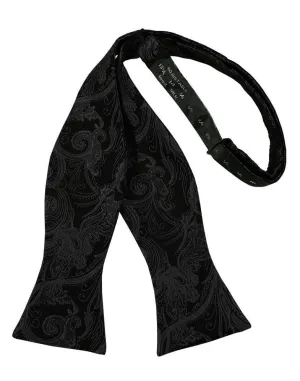 Black Paisley Silk Self Tie Bow Tie