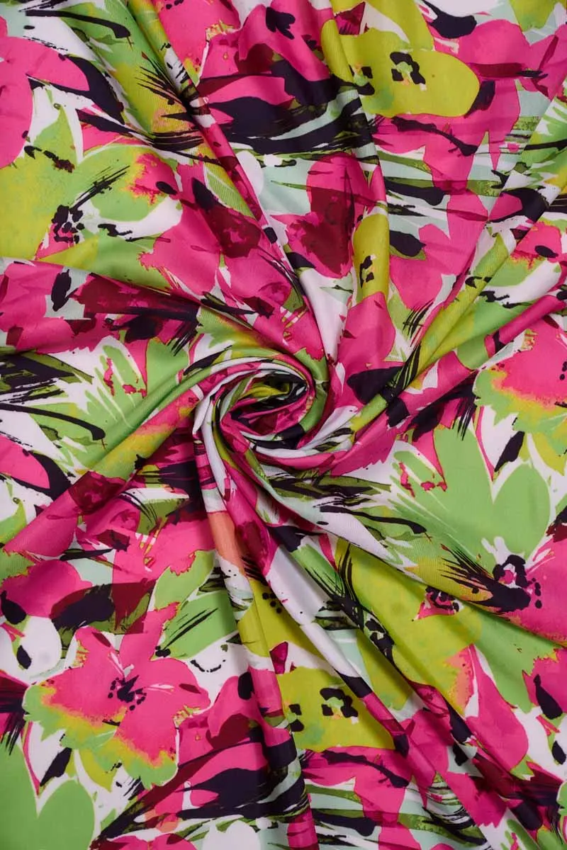 Blossomy Multicolor Floral Pattern Printed Muslin Fabric