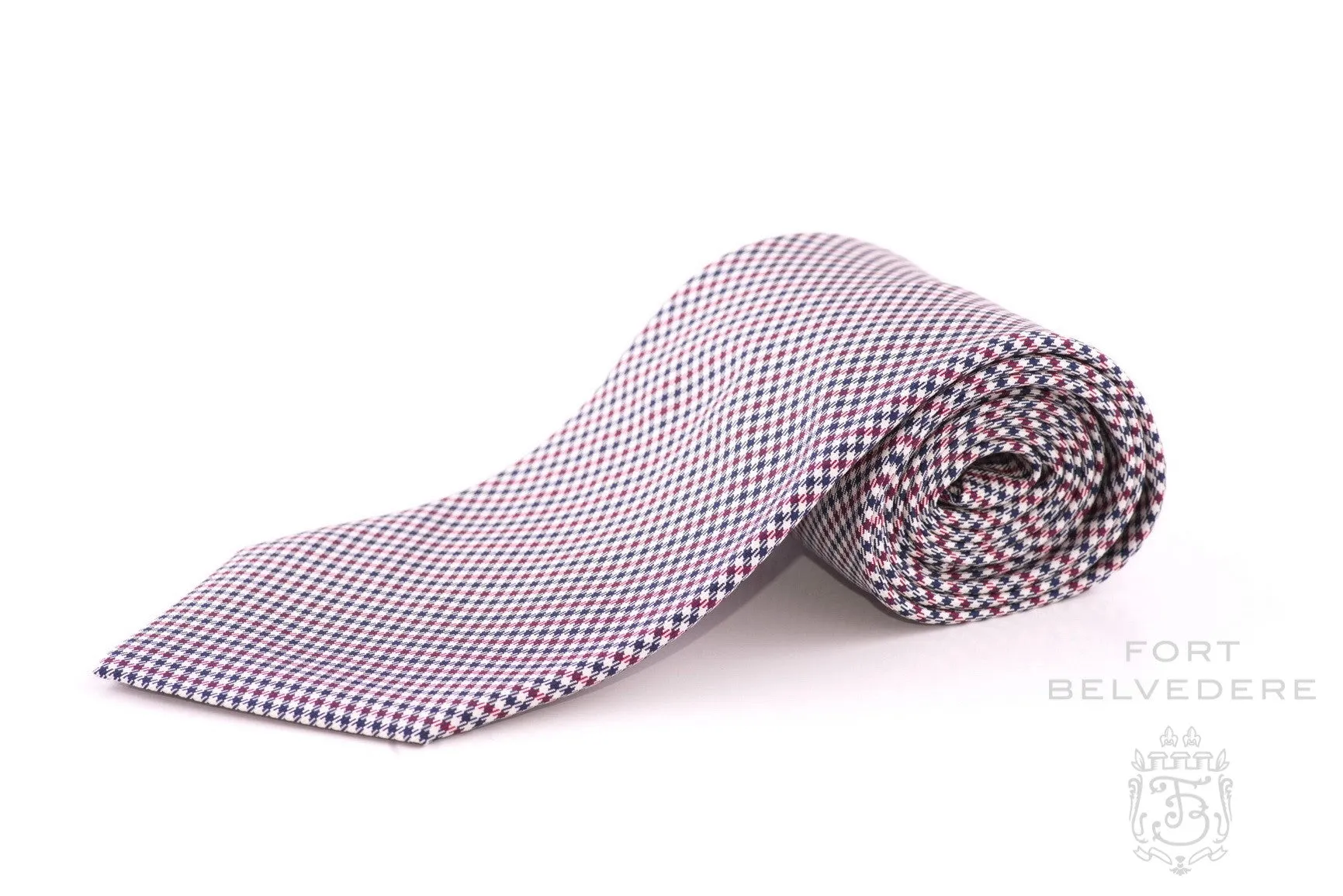 Blue & Red Shepherd's Check Silk Tie