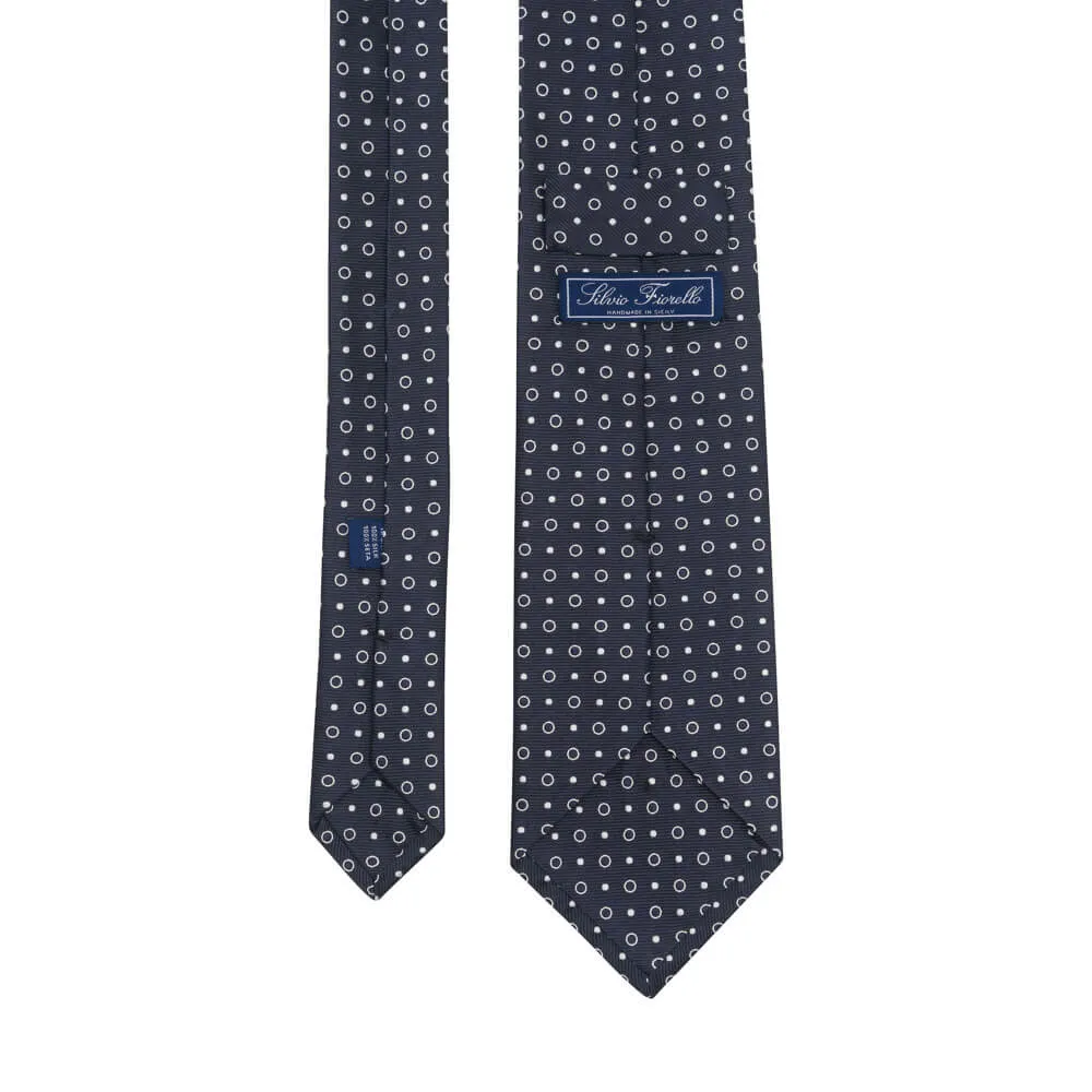 Blue Classic Circles Motif Woven Silk Tie