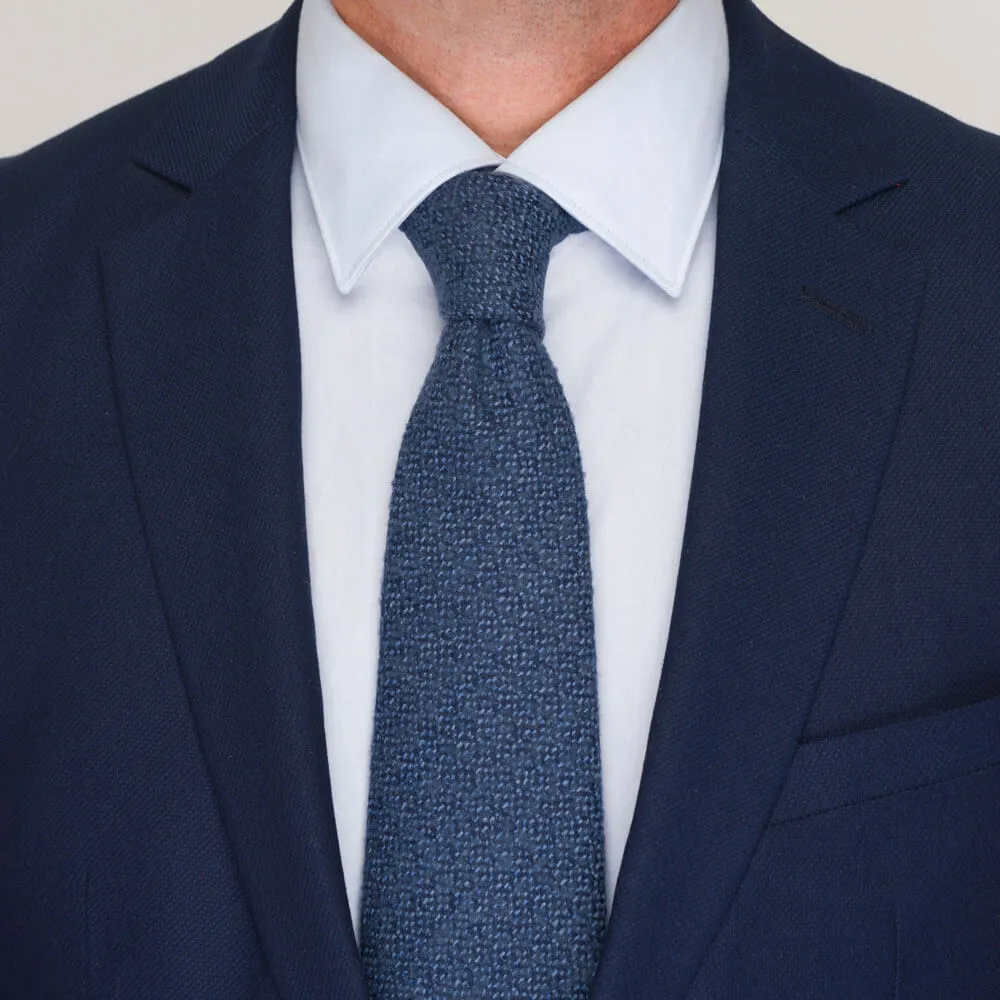 Blue Classic Motif Virgin Wool Tie