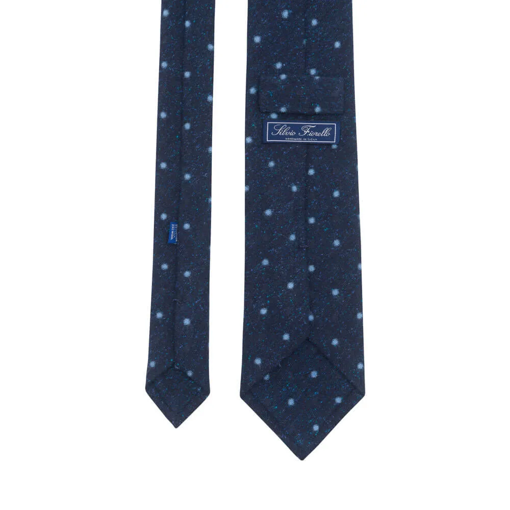 Blue Dot Heritage Weave Cotton Silk Wool Tie