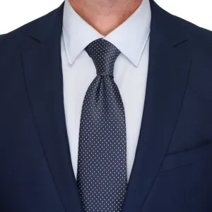 Blue Dot Motif Woven Silk Tie