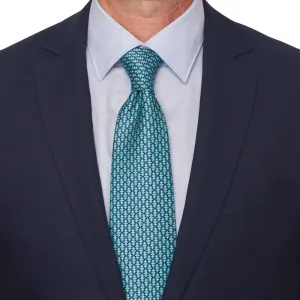 Blue Geometric Motif Silk Tie