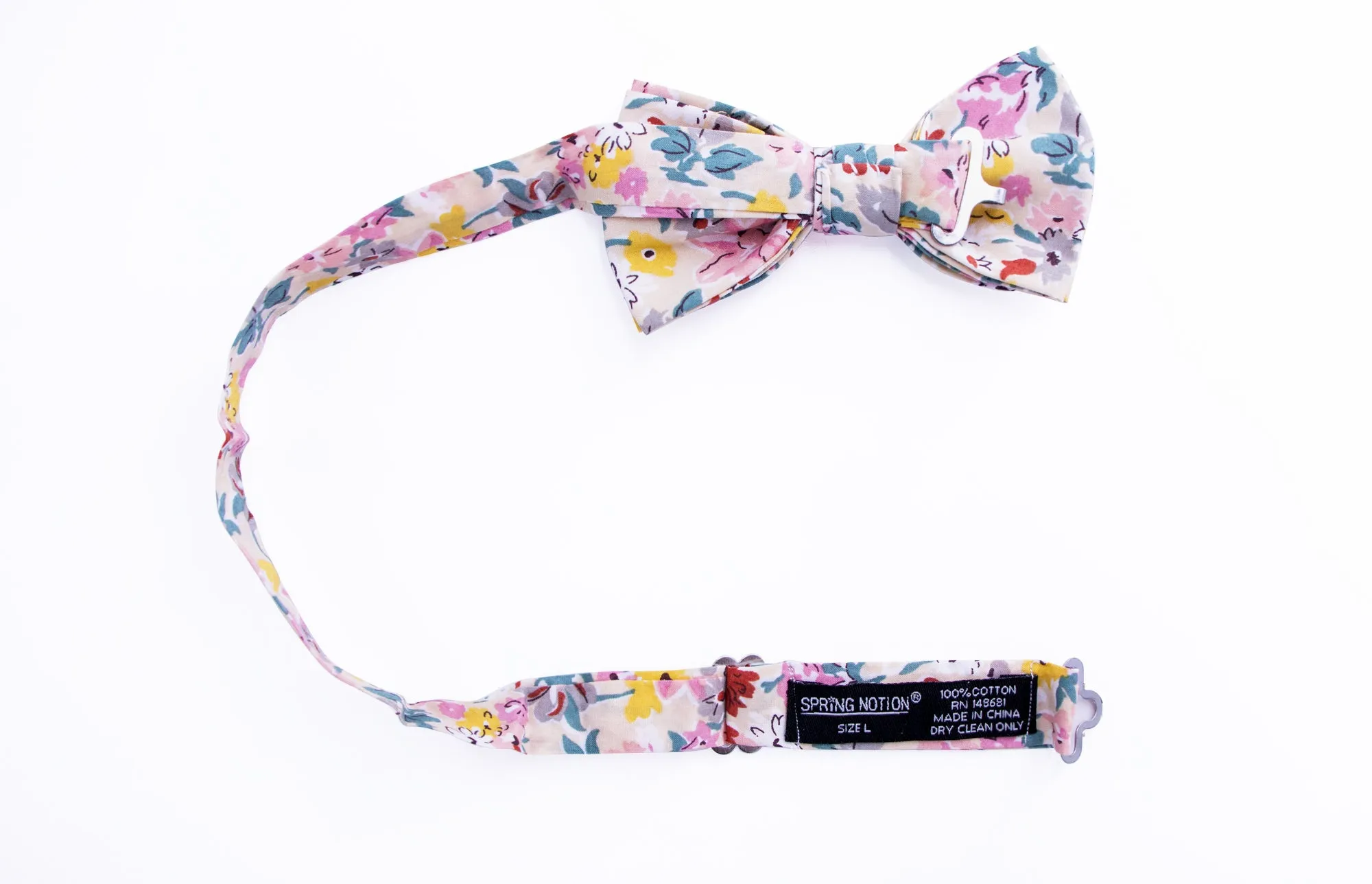 Boys' Cotton Floral Bow Tie, Ivory (Color F33)