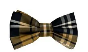 Brown/Black Plaid Bow Ties with Matching Pocket Squares