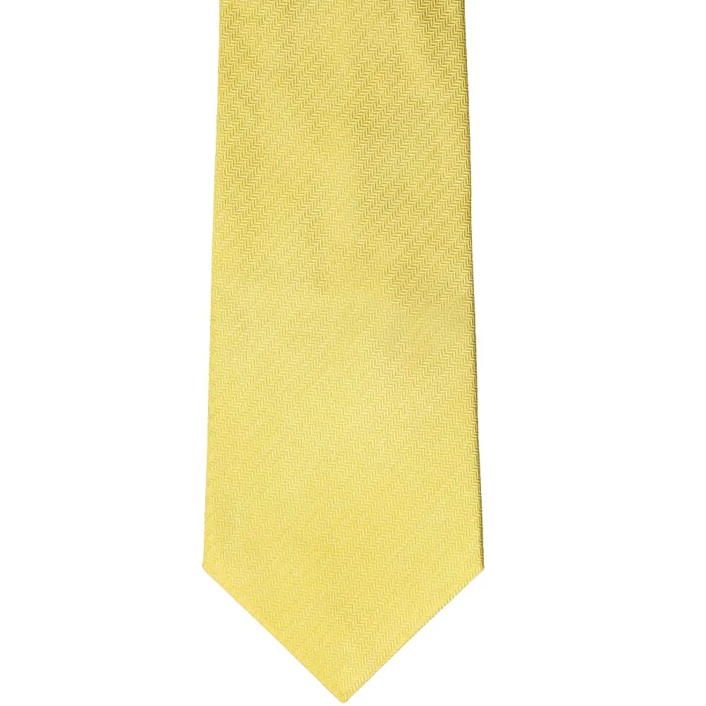 Butter Yellow Herringbone Silk Extra Long Necktie