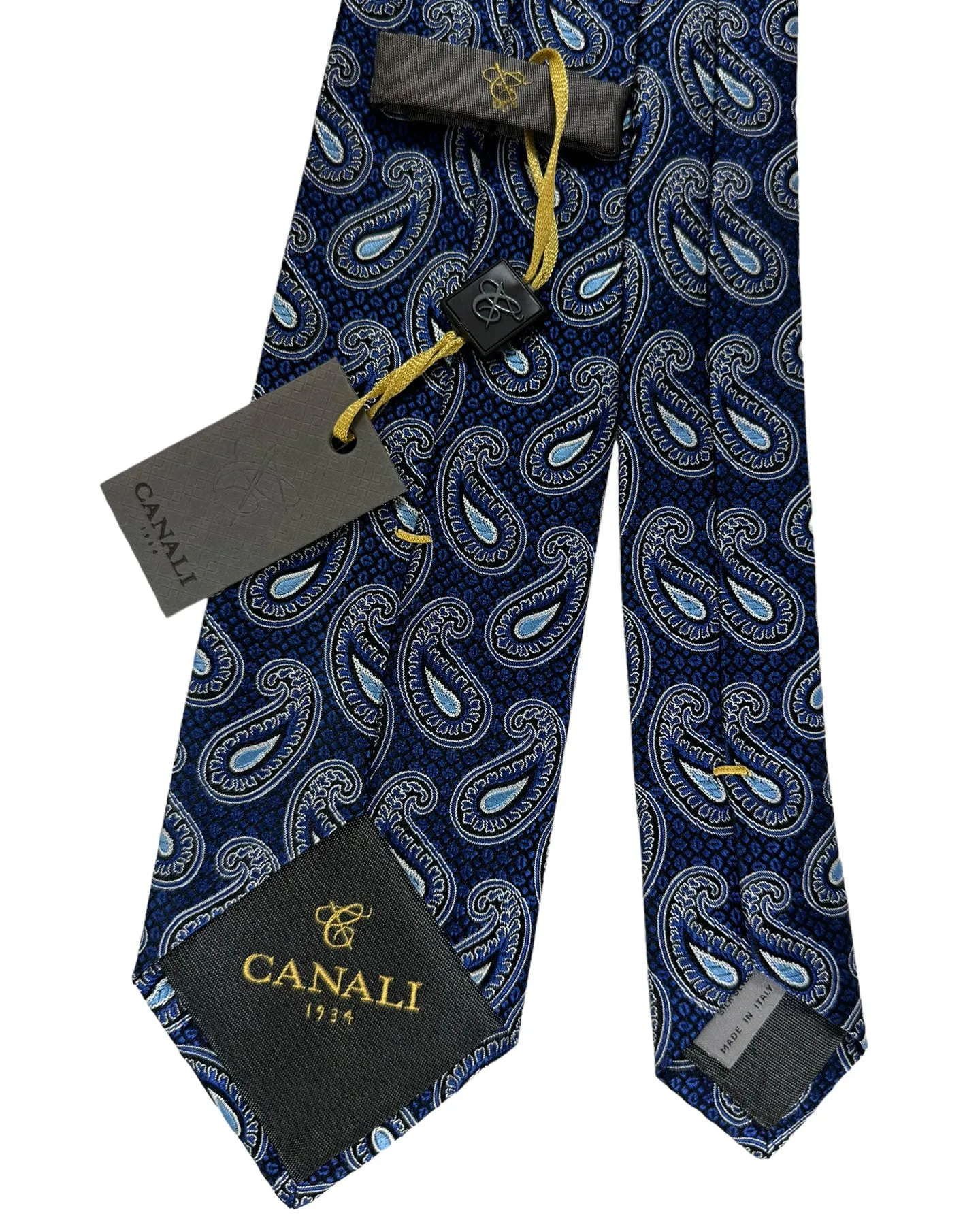 Canali Silk Tie Dark Blue Paisley