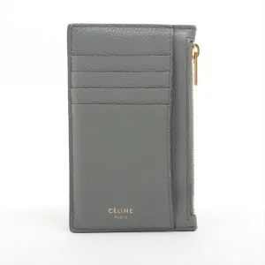 Celine Leather Coin Card Wallet Gray