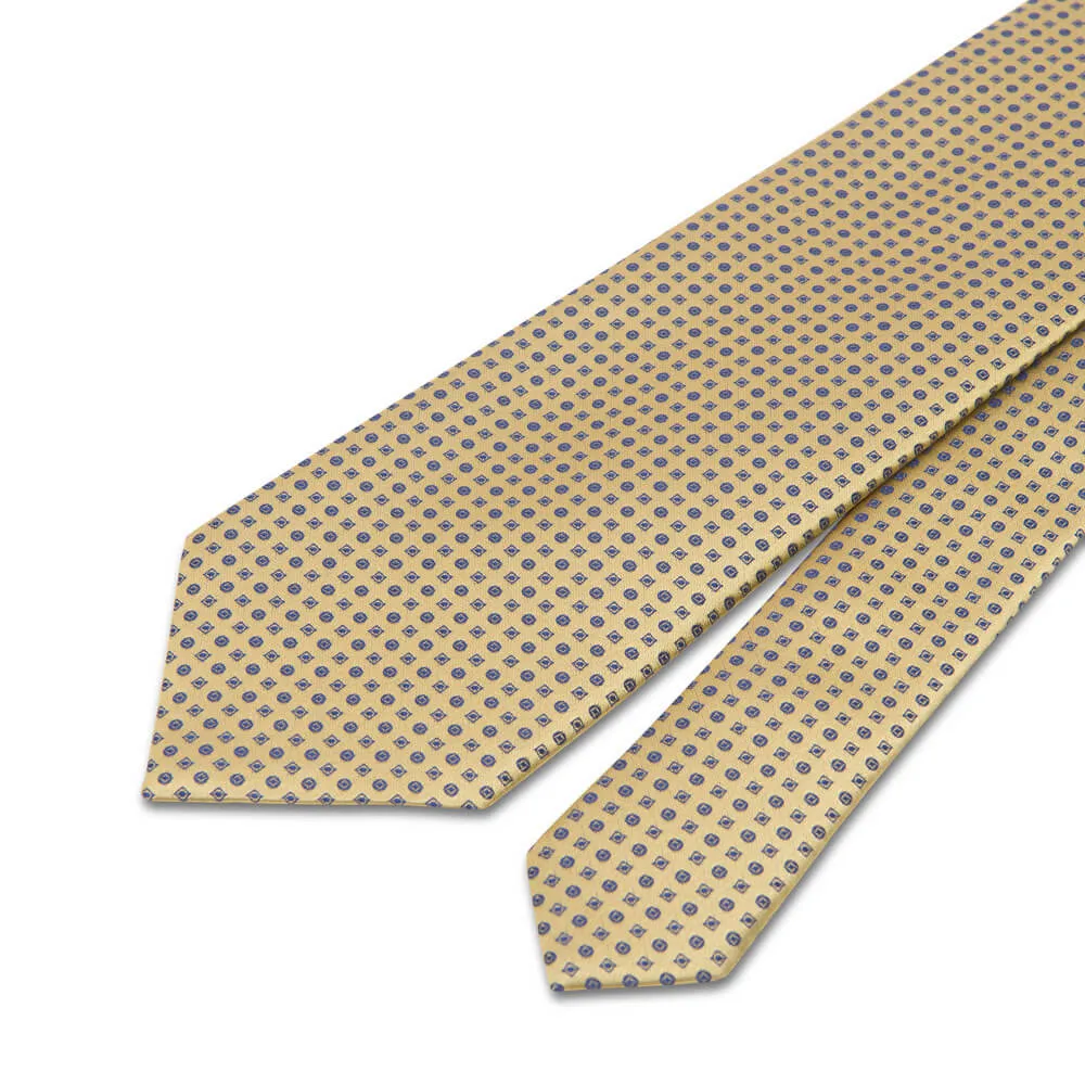 Classic Motif Yellow Woven Silk Tie