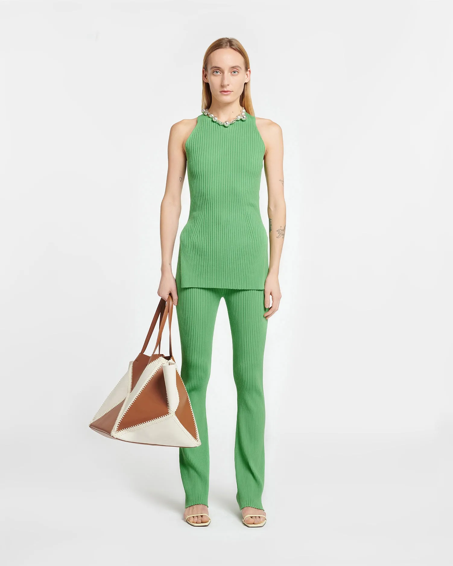 Cornelie - Ribbed-Knit Pants - Green