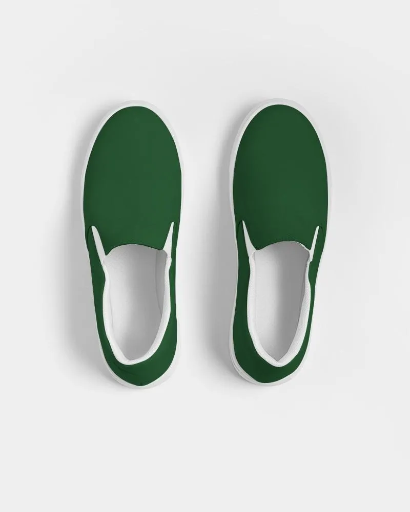 Dark Green Slip-On Canvas Sneakers | Men's | Dark Pure Green | C100M0Y100K80