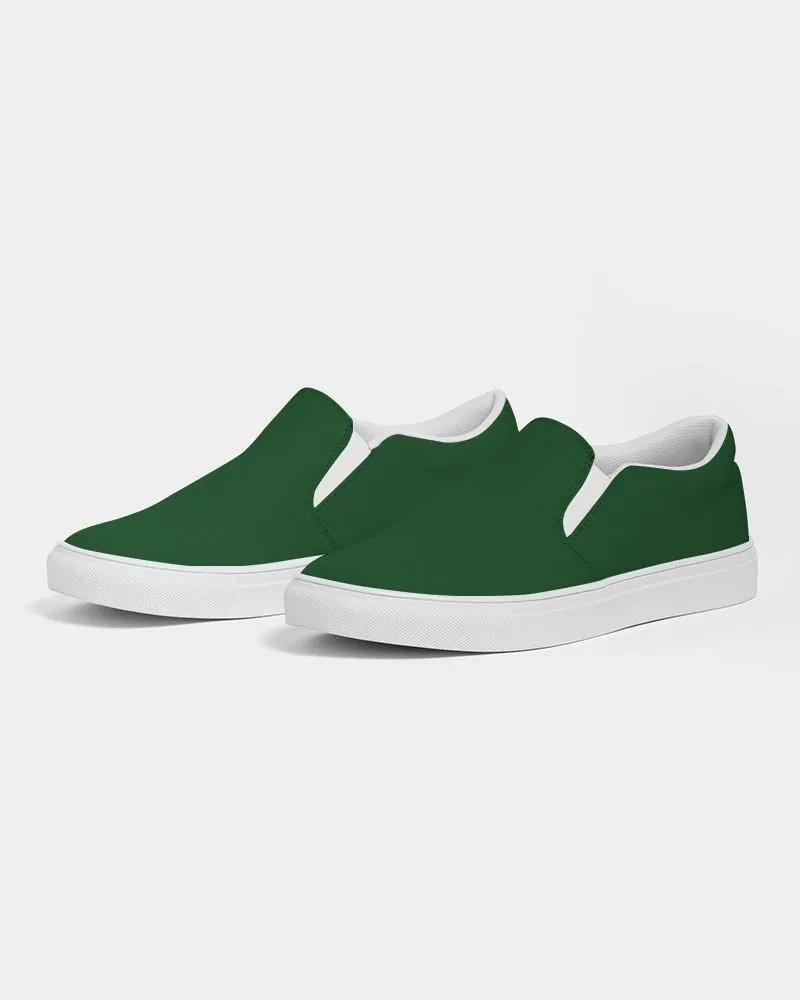 Dark Green Slip-On Canvas Sneakers | Men's | Dark Pure Green | C100M0Y100K80