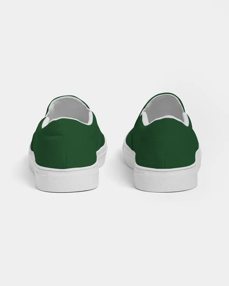 Dark Green Slip-On Canvas Sneakers | Men's | Dark Pure Green | C100M0Y100K80