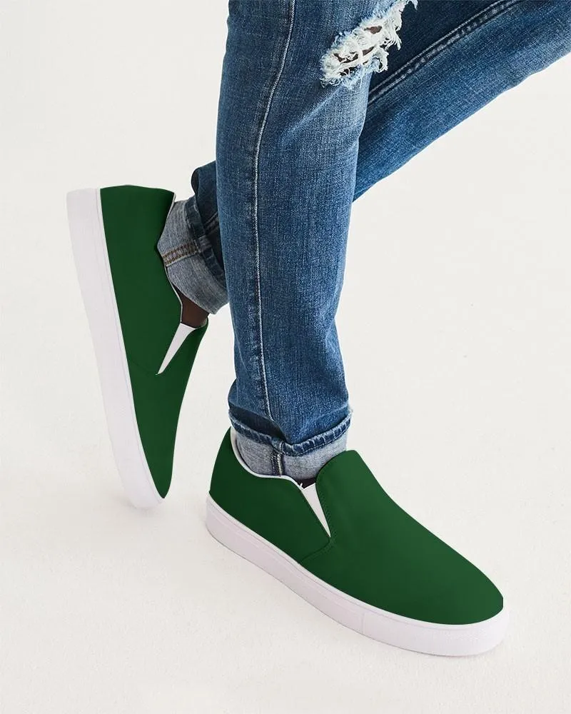 Dark Green Slip-On Canvas Sneakers | Men's | Dark Pure Green | C100M0Y100K80