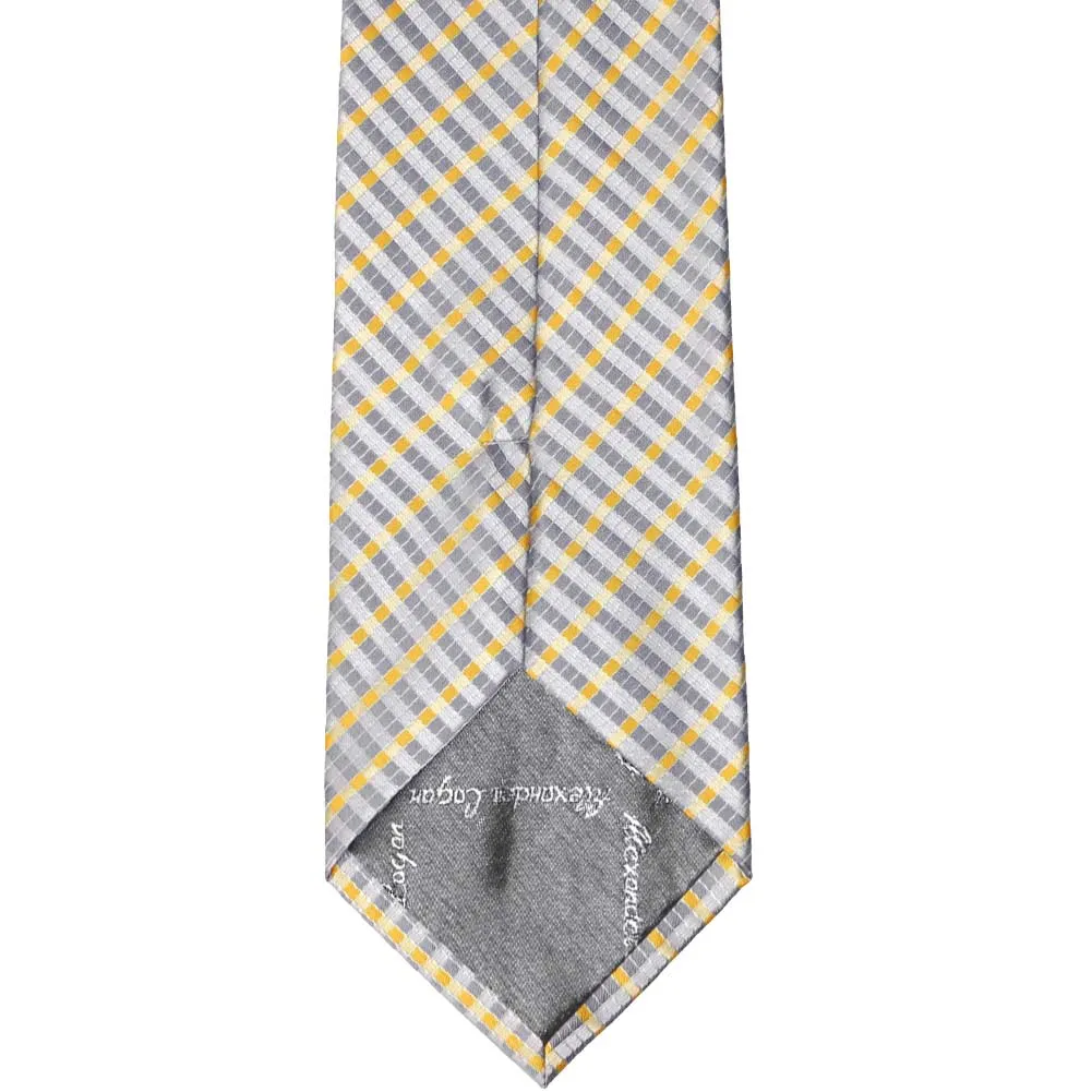 Dark Silver George Plaid Extra Long Necktie