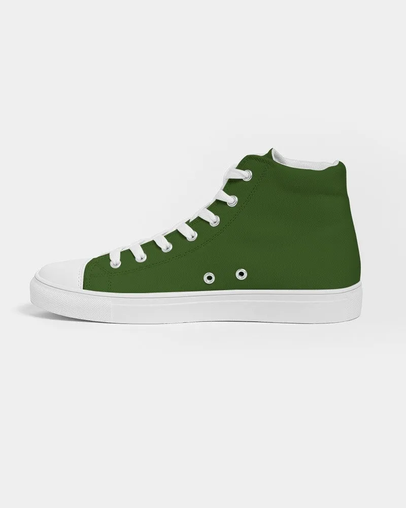 Dark Warm Green Women's High-top Canvas Sneakers | Women's | Dark Pure Warm Green | C50M0Y100K80