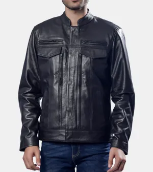 Dempsy Men's Black Leather Jacket