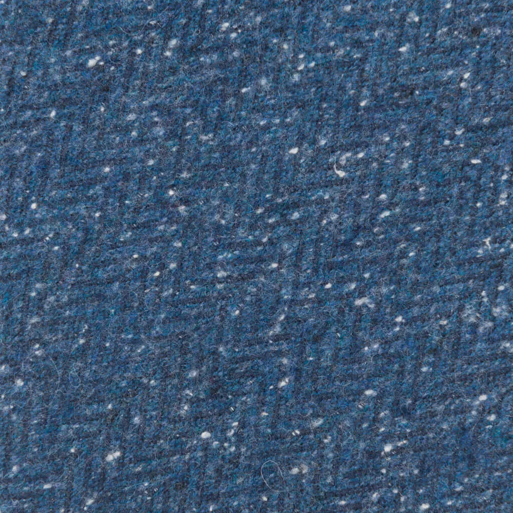 Denim Blue Herringbone Cotton Silk Wool Tie