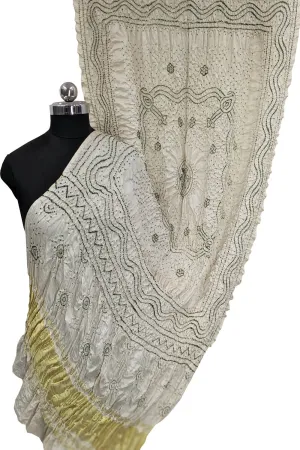 Elegant Off White Bandhani Gajji Silk Dupatta: A Timeless Fashion Accessory