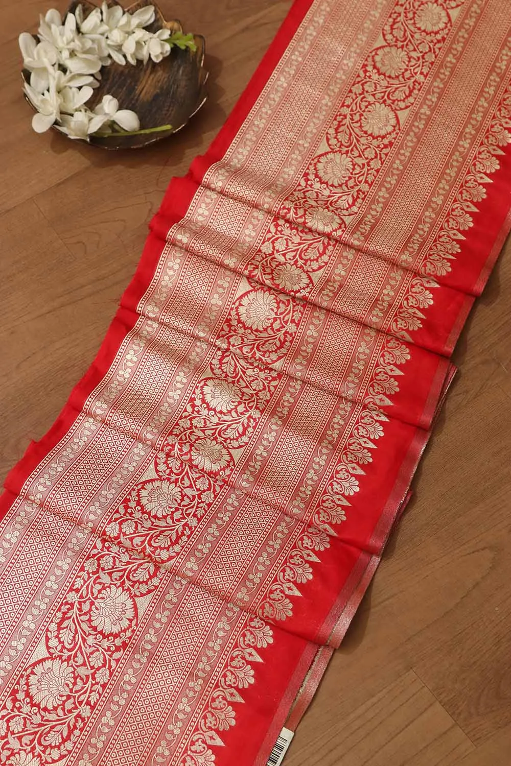 Elegant Red Banarasi Silk Lace ( 1 mtr )