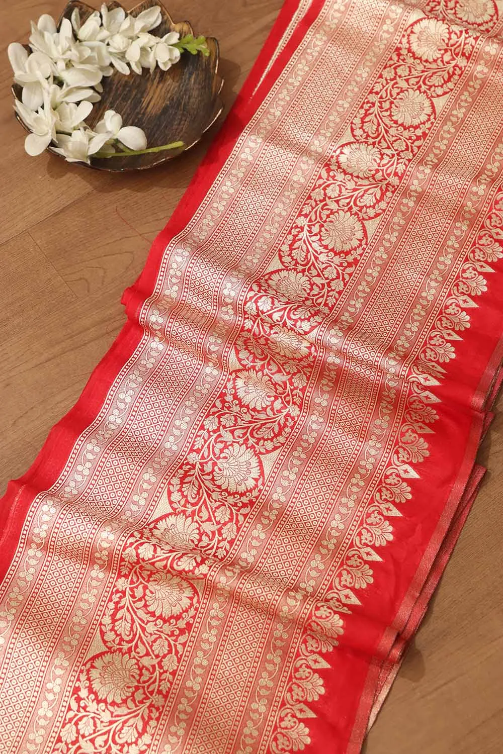 Elegant Red Banarasi Silk Lace ( 1 mtr )