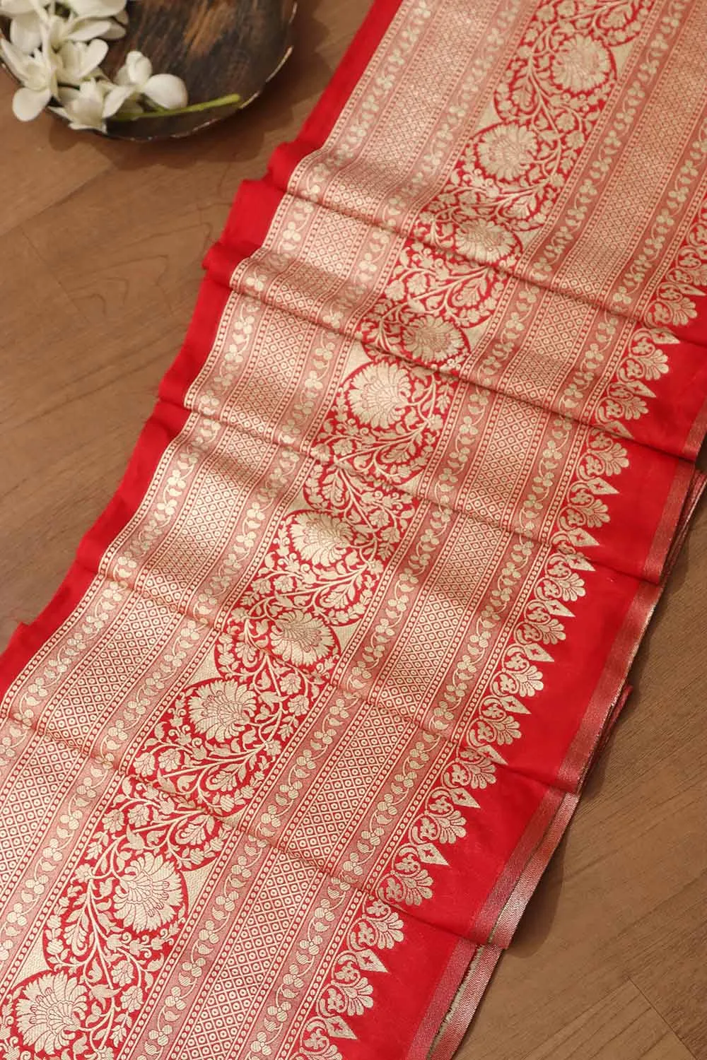 Elegant Red Banarasi Silk Lace ( 1 mtr )