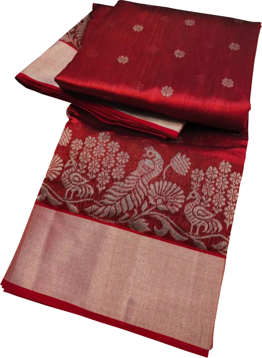 Elegant Red Chanderi Handloom Pure Silk Saree: A Timeless Classic