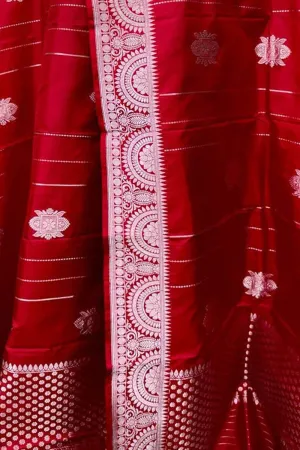 Exquisite Red Banarasi Katan Katan Silk Dupatta - Handloom Beauty