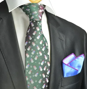 Frosty Spruce Green Paul Malone Snowman Holiday Tie Set