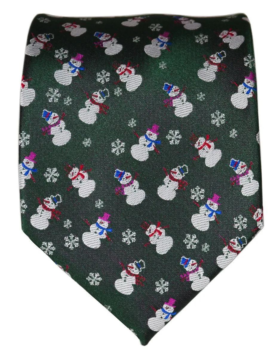 Frosty Spruce Green Paul Malone Snowman Holiday Tie Set