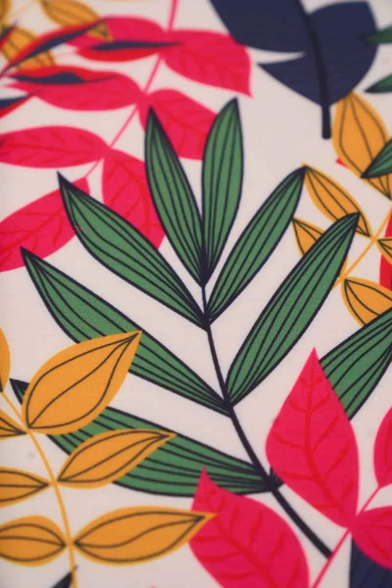 Garden Inspired Leaf Pattern Printed Muslin Fabric