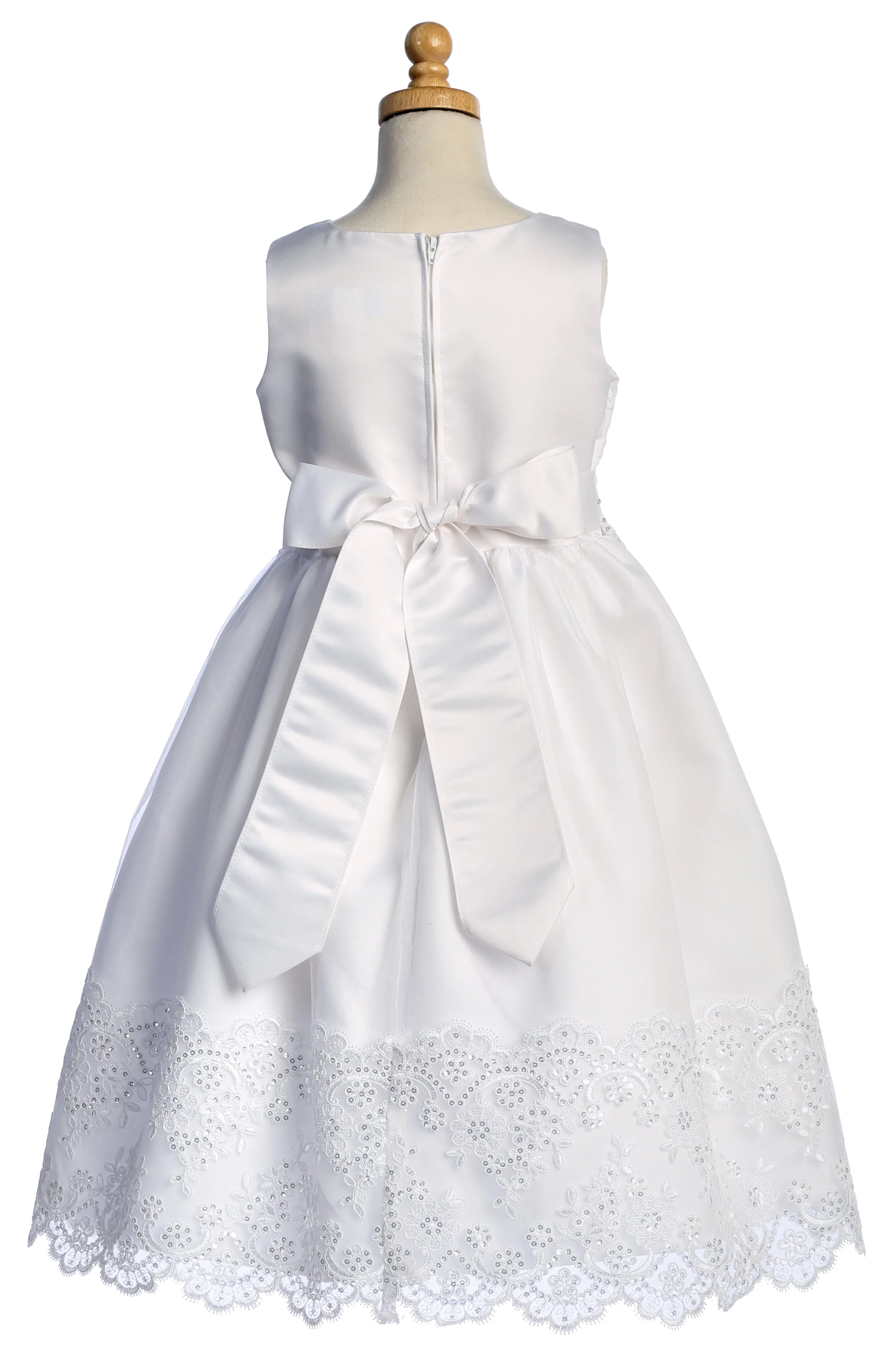 Girls Sequin Cordered Embroidered Tulle Overlay Communion Dress 6-12