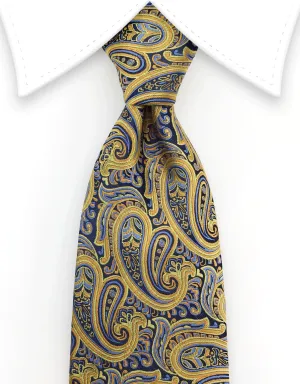 Gold, Orange, Blue Paisley Tie